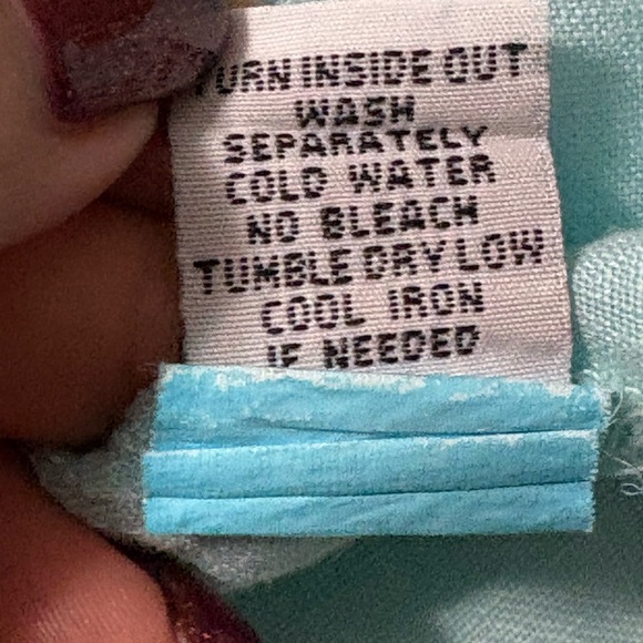 100%linen aqua blue ruffle button up tunic. 3/4 sleeve,  split hem. - Picture 15 of 16